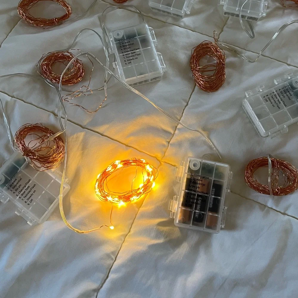 Copper Wire LED Fairy Lights 8 setting AA Battery Powered w/ Remote and Timer